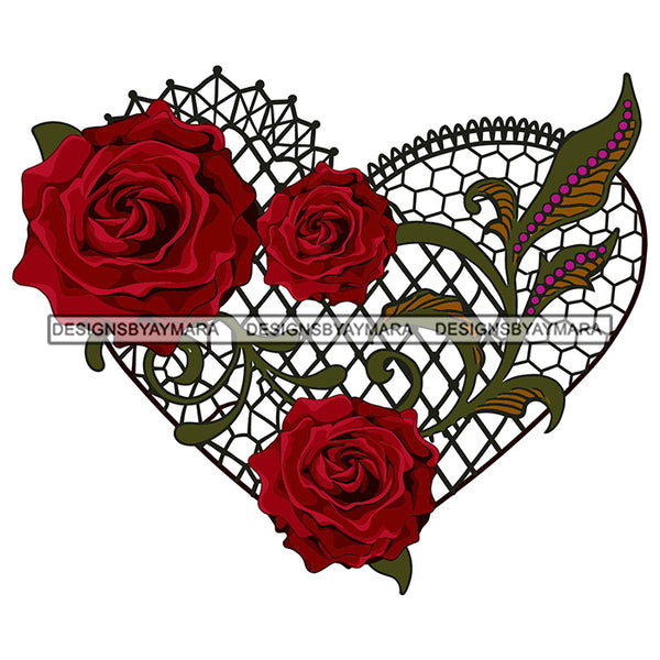 Heart Rosses Love Flower Nature SVG PNG JPG Cut Files For Silhouette Cricut and More!