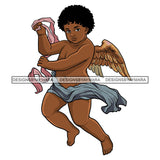 Angel Baby Boy Ribbon Love Wings Flying Freedom African American Afro Hair SVG PNG JPG Cut Files For Silhouette Cricut and More!