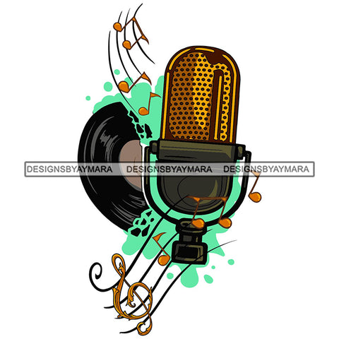 Microphone CD Record Music Notes Splash Love Melody SVG PNG JPG Cut Files For Silhouette Cricut and More!