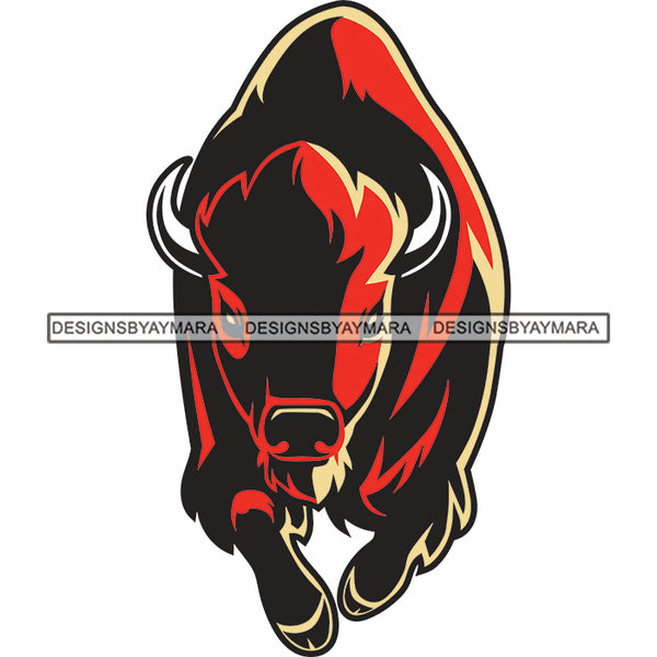 Bull Mascot Danger Strong Ox Wild Animal Wildlife Farm Horns SVG PNG JPG Cut Files For Silhouette Cricut and More!