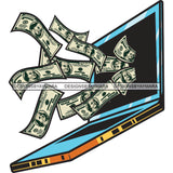 Computer Laptop Money Cash Online Business Future Success SVG PNG JPG Cut Files For Silhouette Cricut and More!