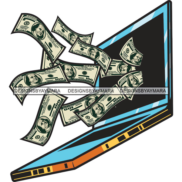 Computer Laptop Money Cash Online Business Future Success SVG PNG JPG Cut Files For Silhouette Cricut and More!
