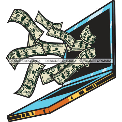 Computer Laptop Money Cash Online Business Future Success SVG PNG JPG Cut Files For Silhouette Cricut and More!