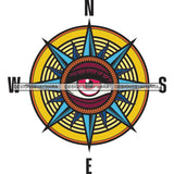 Eye Compass Direction Travel Map North Exploration South East West Adventure SVG PNG JPG Cut Files For Silhouette Cricut and More!