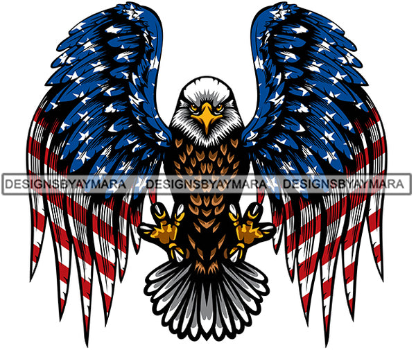 American Eagle Bird Wings Flying Freedom USA SVG PNG JPG Cut Files For Silhouette Cricut and More!