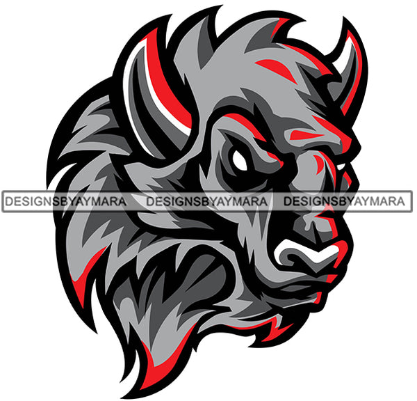 Bull Mascot Head Wild Animal Mammal Farm Horn SVG PNG JPG Cut Files For Silhouette Cricut and More!
