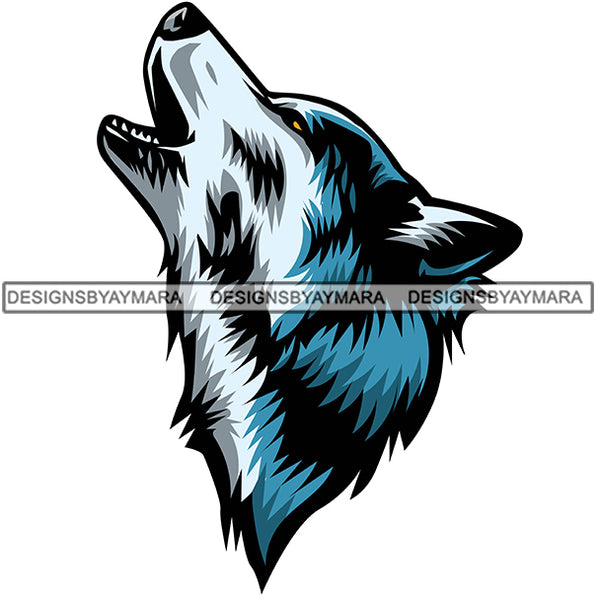 Wolf Howling At the Moon Wild Animal Big Dog Mammal Wildlife SVG PNG JPG Cut Files For Silhouette Cricut and More!