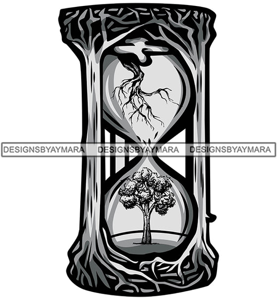 Hourglass Tree Roots Deadline Life Timer Time Sand Sandglass Hour Clock Countdown Flow SVG PNG JPG Cut Files For Silhouette Cricut and More!