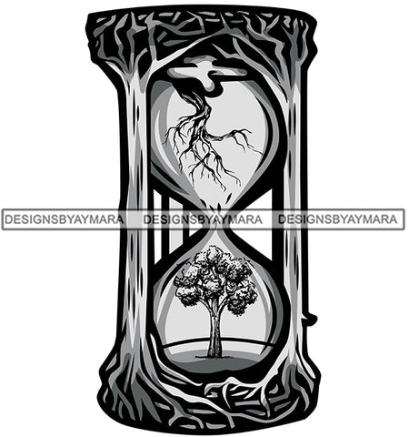 Hourglass Tree Roots Deadline Life Timer Time Sand Sandglass Hour Clock Countdown Flow SVG PNG JPG Cut Files For Silhouette Cricut and More!