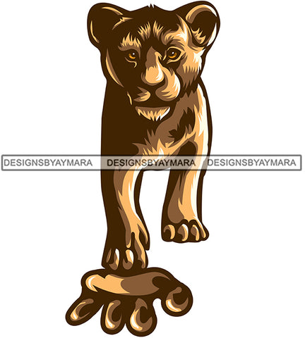 Tiger Pub Big Bengal Foot Print Baby Cute Small Animal Wild Mammal Wildlife SVG PNG JPG Cut Files For Silhouette Cricut and More!