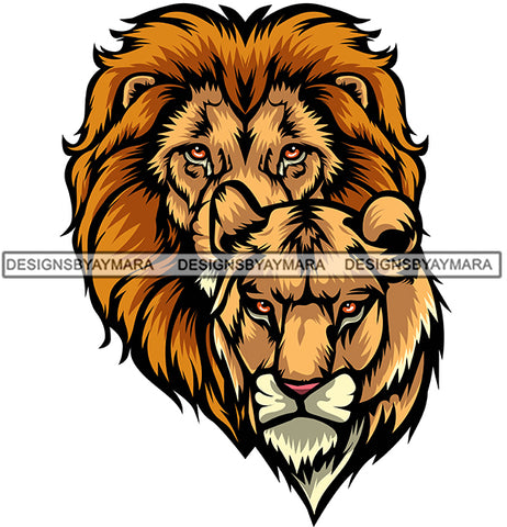 Lion Lioness Protection Couple Family Love Mom Dad Wild Animal Mammal Danger Carnivore SVG PNG JPG Cut Files For Silhouette Cricut and More!