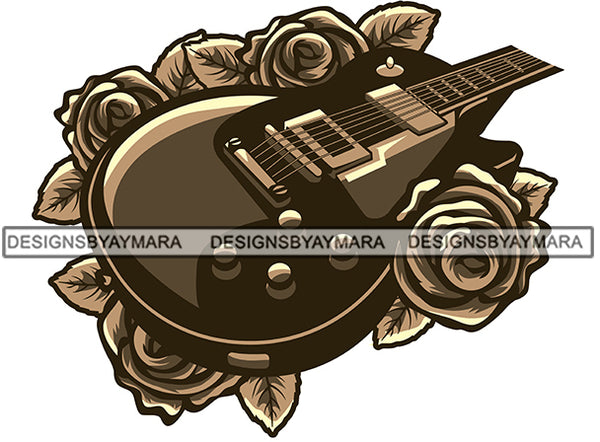 Electric Guitar Music Lover Instrument Flowers Musician SVG PNG JPG Cut Files For Silhouette Cricut and More!
