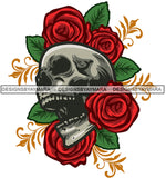 Skull Head Skeleton Dead Death Human Bone Rosses Flowers Love SVG PNG JPG Cut Files For Silhouette Cricut and More!