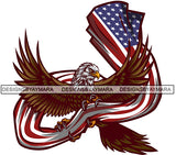 Eagle American Flag Mascot Bird Wings Freedom SVG PNG JPG Cut Files For Silhouette Cricut and More!
