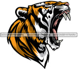 Tiger Growling Danger Aggressive Carnivore Mammal Wild Wildlife Animal Bengal SVG PNG JPG Cut Files For Silhouette Cricut and More!