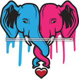 Elephant Male Female Trump Love Couple Mom Dad Wild Animal Mammal SVG PNG JPG Cut Files For Silhouette Cricut and More!