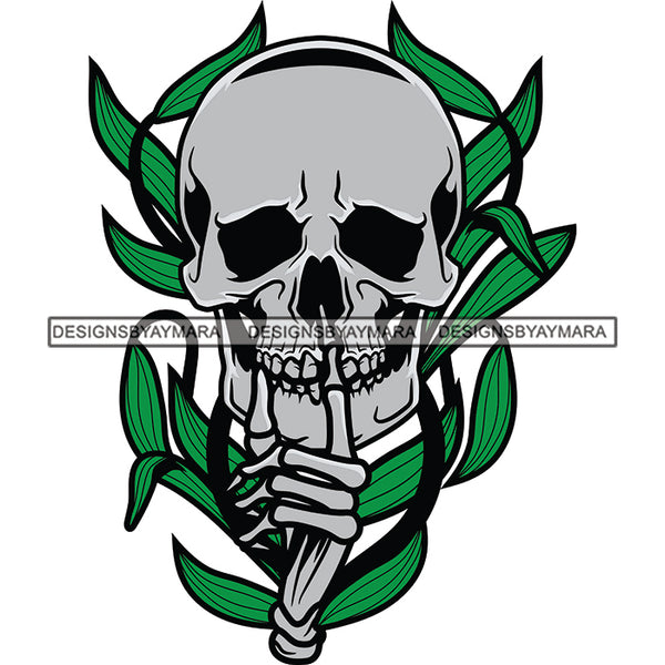 Skull Head Skeleton Shut Your Mouth Stay Quit Sign Death Dead Human Bone SVG PNG JPG Cut Files For Silhouette Cricut and More!