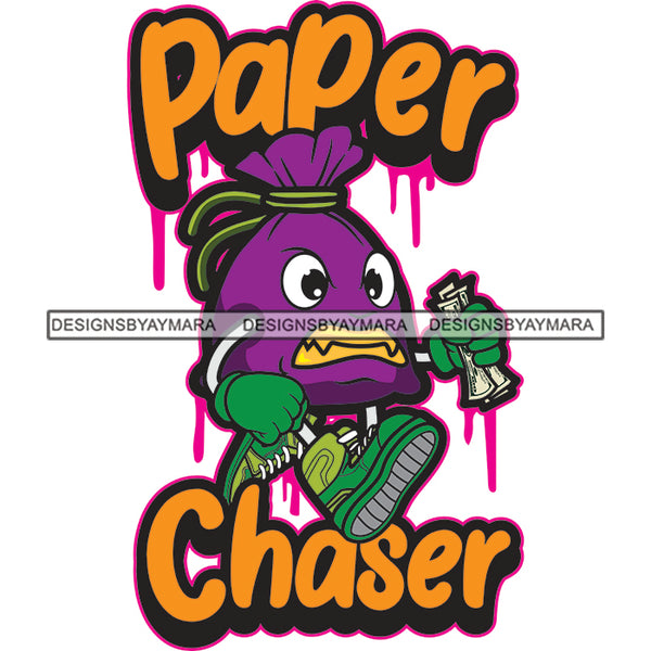 Paper Chaser Money Bag Holding Money Dripping Cash Flow Dinero SVG PNG JPG Cut Files For Silhouette Cricut and More!