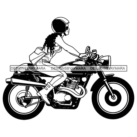 Biker Chick Chopper Motorcycle Cruiser Riding Speed Helmet Vector Designs For T-Shirt and Other Products SVG PNG JPG Cutting Files For Silhouette Cricut and More!