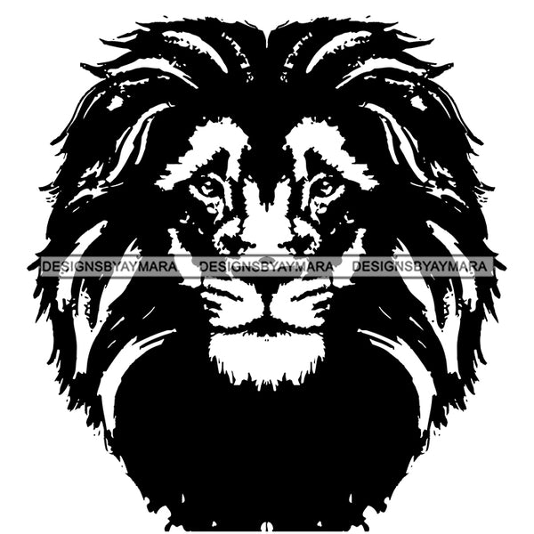 Lion Face Power Mammal Wild Animal Aggressive Wildlife Vector Designs For T-Shirt and Other Products SVG PNG JPG Cutting Files For Silhouette Cricut and More!