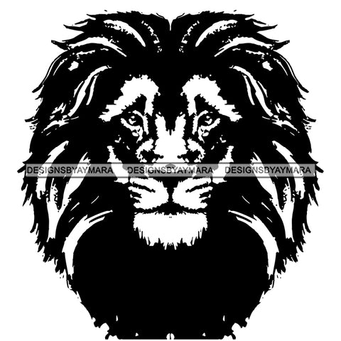 Lion Face Power Mammal Wild Animal Aggressive Wildlife Vector Designs For T-Shirt and Other Products SVG PNG JPG Cutting Files For Silhouette Cricut and More!