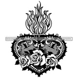 Heart Tattoo Sword Flames Rosses Fire Love Hurt Pain Tattoo Ideas Vector Designs For T-Shirt and Other Products SVG PNG JPG Cutting Files For Silhouette Cricut and More!