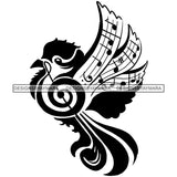 Music Notes Bird Melody Quaver Shape Style Beautiful Line Classic Musical Clef Sound Vector Designs For T-Shirt and Other Products SVG PNG JPG Cutting Files For Silhouette Cricut and More!