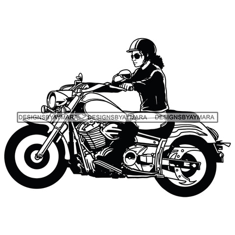 Biker Chick Chopper Motorcycle Cruiser Riding Speed Helmet Vector Designs For T-Shirt and Other Products SVG PNG JPG Cutting Files For Silhouette Cricut and More!