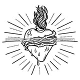 Heart Bleeding Sunburst Flames Fire Tattoo Ideas Vector Designs For T-Shirt and Other Products SVG PNG JPG Cut Files For Silhouette Cricut and More!