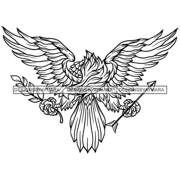 American Eagle Big Bird Freedom Symbol Patriotism National Patriotic Vector Designs For T-Shirt and Other Products SVG PNG JPG Cut Files For Silhouette Cricut and More!