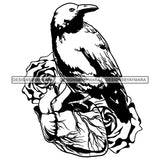 Raven Heart Rosses Tattoo Ideas Death Dead Muerte Vector Designs For T-Shirt and Other Products SVG PNG JPG Cut Files For Silhouette Cricut and More!