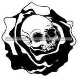 Roses Skull Head Death Dead Flower Tattoo Ideas Vector Designs For T-Shirt and Other Products SVG PNG JPG Cut Files For Silhouette Cricut and More!