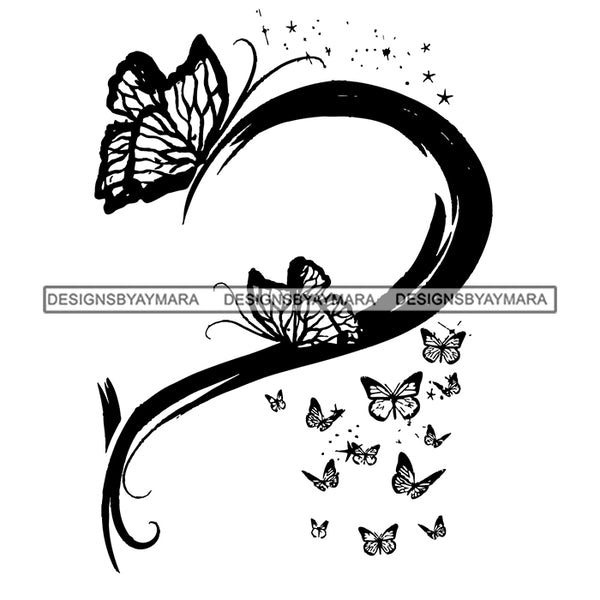 Half Heart Butterfly Love Sparkles Tattoo Ideas Vector Designs For T-Shirt and Other Products SVG PNG JPG Cut Files For Silhouette Cricut and More!