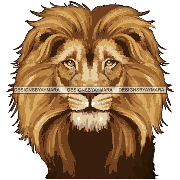 Lion Face Power Mammal Wild Animal Aggressive Wildlife Vector Designs For T-Shirt and Other Products SVG PNG JPG Cutting Files For Silhouette Cricut and More!