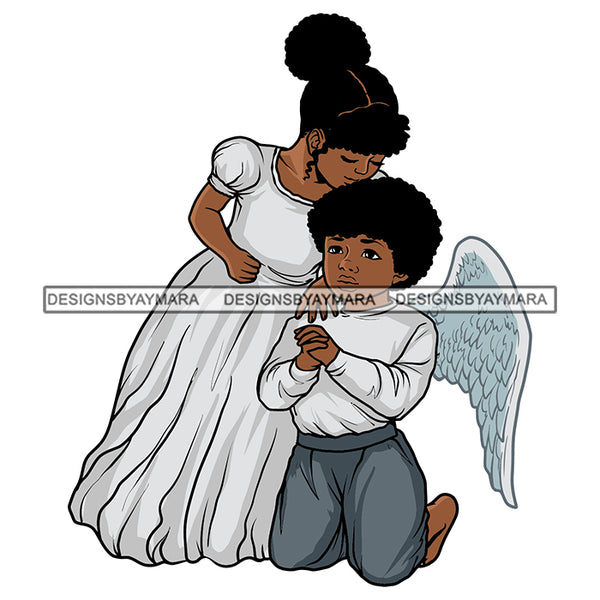 Angels Angel Baby Girl Boy Praying Hands Wings Heaven Peace Love Vector Designs For T-Shirt and Other Products SVG PNG JPG Cutting Files For Silhouette Cricut and More!