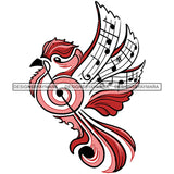 Music Notes Bird Melody Quaver Shape Style Beautiful Line Classic Musical Clef Sound Vector Designs For T-Shirt and Other Products SVG PNG JPG Cutting Files For Silhouette Cricut and More!