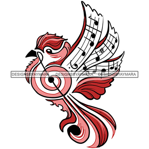 Music Notes Bird Melody Quaver Shape Style Beautiful Line Classic Musical Clef Sound Vector Designs For T-Shirt and Other Products SVG PNG JPG Cutting Files For Silhouette Cricut and More!