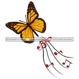 Butterfly Music Notes Classic Melody Tattoo Ideas Classical Vector Designs For T-Shirt and Other Products SVG PNG JPG Cut Files For Silhouette Cricut and More!