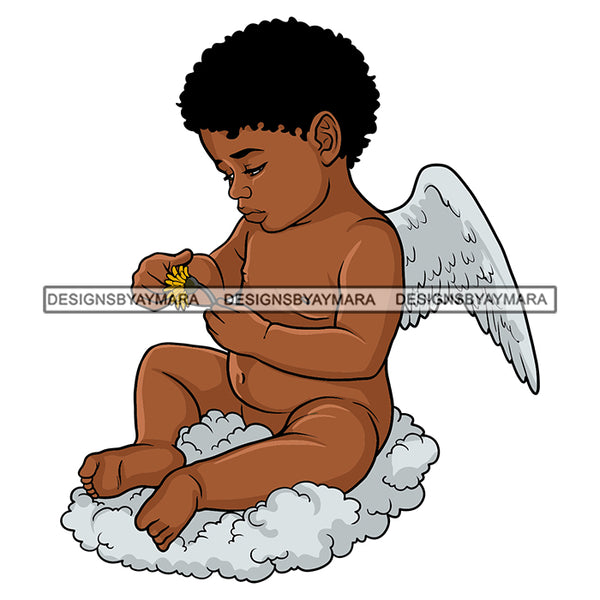 Baby Boy Angel Wings Heaven Peace Love Child God Sitting Cloud Vector Designs For T-Shirt and Other Products SVG PNG JPG Cutting Files For Silhouette Cricut and More!
