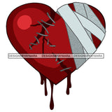 Broken Heart Patch Bandage Hurt Pain Bleeding Blood Love Vector Designs For T-Shirt and Other Products SVG PNG JPG Cut Files For Silhouette Cricut and More!