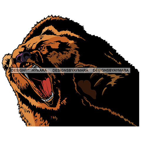 Bear Growling Danger Aggressive Power Strength Animal Wild Wildlife Vector Designs For T-Shirt and Other Products SVG PNG JPG Cut Files For Silhouette Cricut and More!