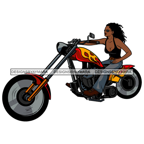 Biker Chick Chopper Motorcycle Cruiser Woman Riding Speed Vector Designs For T-Shirt and Other Products SVG PNG JPG Cutting Files For Silhouette Cricut and More!