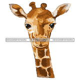 Giraffe Head Cute Animal Mammal Wildlife Vector Designs For T-Shirt and Other Products SVG PNG JPG Cut Files For Silhouette Cricut and More!