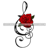 Music Note Rosses Classic Musical Melody Sound Tattoo Ideas Vector Designs For T-Shirt and Other Products SVG PNG JPG Cut Files For Silhouette Cricut and More!