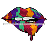 Lips Dripping Colorful Rainbow Teeth Sensual Tattoo Ideas Vector Designs For T-Shirt and Other Products SVG PNG JPG Cut Files For Silhouette Cricut and More!