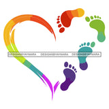 Rainbow Heart Baby Feet Adorable Kid Child Newborn Infant Tattoo Ideas Vector Designs For T-Shirt and Other Products SVG PNG JPG Cut Files For Silhouette Cricut and More!