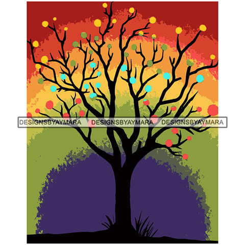 Rainbow Tree Nature Life Tree Love Colorful Life Vector Designs For T-Shirt and Other Products SVG PNG JPG Cut Files For Silhouette Cricut and More!