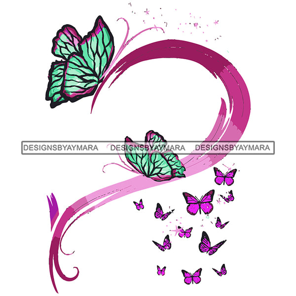 Half Pink Heart Butterfly Love Sparkles Tattoo Ideas Vector Designs For T-Shirt and Other Products SVG PNG JPG Cut Files For Silhouette Cricut and More!