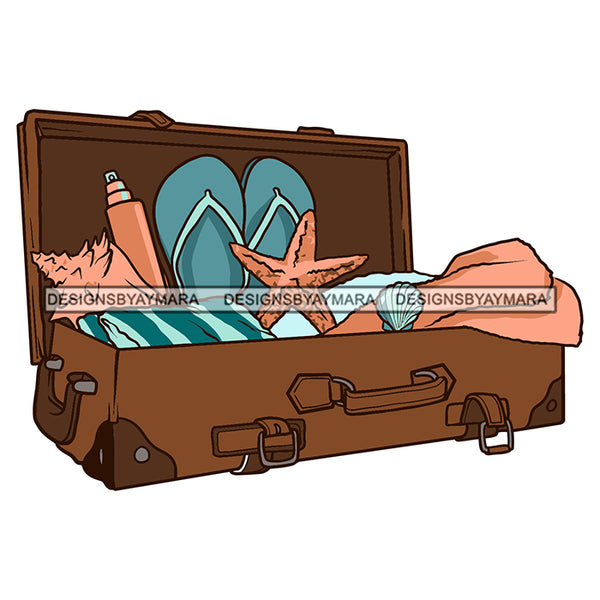 Beach Accessories Old School Bag Vintage Treasure Nature Vector Designs For T-Shirt and Other Products SVG PNG JPG Cut Files For Silhouette Cricut and More!