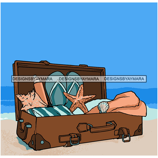 Beach Accessories Old School Bag Vintage Treasure Nature Vector Designs For T-Shirt and Other Products SVG PNG JPG Cut Files For Silhouette Cricut and More!